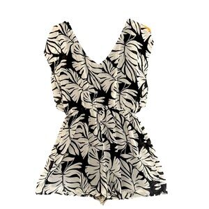 Heartsoul Black & White Leaf Print Romper - Size S
